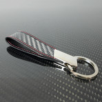 Keychain // Carbon Fiber (Red Stitching)