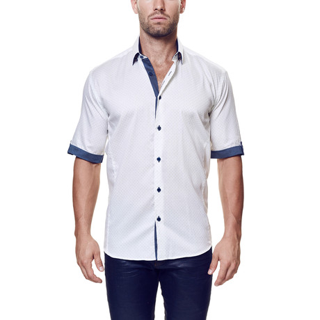 Maceoo // Fresh Dot Dress Shirt // White + Green (M)
