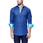 Wall Street Dress Shirt // Navy + Turquoise (L)
