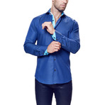 Wall Street Dress Shirt // Navy + Turquoise (L)