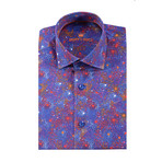 Asher Button-Up Shirt // Midnight Blue + Red Dot (L)