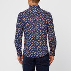 Casual Floral Dress Shirt // Navy (L)