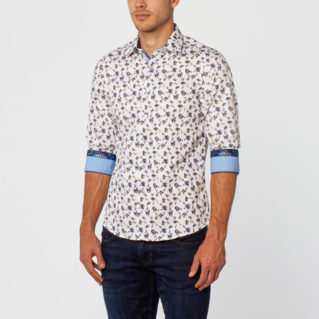 TR Premium // Casual Floral Dress Shirt // White (XS)