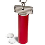 Red + Stainless Pill Fob (With Ring)