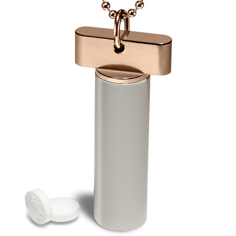 French Gold + Pale Grey Pill Fob (With Ring)