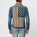 American Flag Jean Jacket // Blue (L)