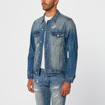 American Flag Jean Jacket // Blue (L)