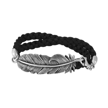 Double Wrap Raven Feather Bracelet