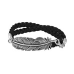 Double Wrap Raven Feather Bracelet