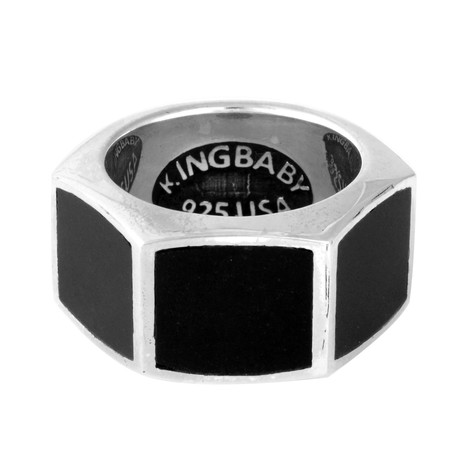 Inlay Paneled Hex Ring (Size 10.5)