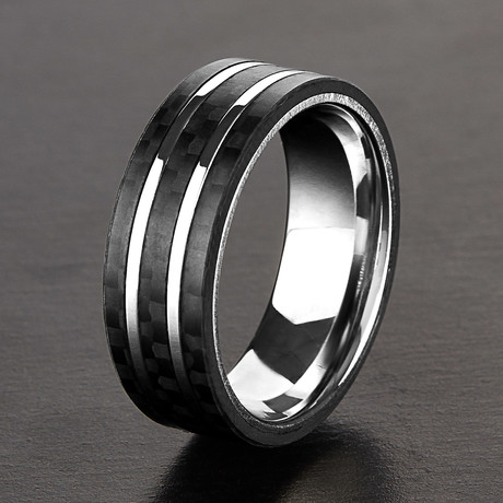 Silver Striped Ring (Size 8)