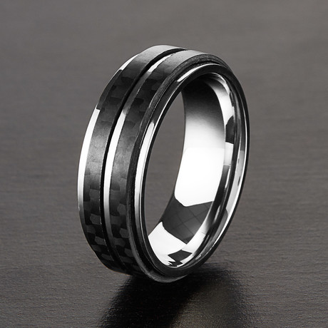 High Polish Double Striped Ring (Size 8)