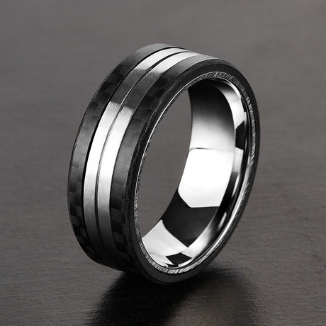 Brushed Grooved Ring (Size 8)