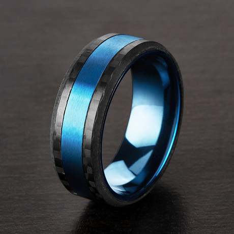 Brushed Beveled Ring // Blue IP (Size 8)