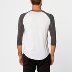 Ambiguous Clothing // Small Logo Raglan // White, Charcoal (L)