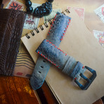 Handmade Genuine Toad Strap // Tribal Stitching (Red)