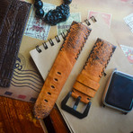 Handmade Genuine Toad Strap // Tribal Stitching (Red)