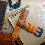 Handmade Genuine Toad Strap // Tribal Stitching (Red)