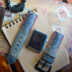 Handmade Genuine Toad Strap // Tribal Stitching (Red)