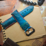 Handmade Genuine Toad Strap // Tribal Stitching (Red)