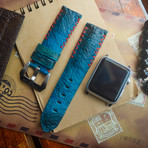 Handmade Genuine Toad Strap // Tribal Stitching (Red)