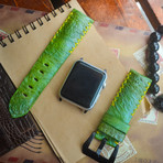 Handmade Genuine Toad Strap // Tribal Stitching (Red)