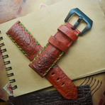Handmade Genuine Toad Strap // Tribal Stitching (Red)