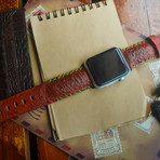 Handmade Genuine Toad Strap // Tribal Stitching (Red)