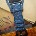 Handmade Genuine Crocodile Belly Bund Strap (Dark Blue)