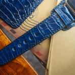 Handmade Genuine Crocodile Belly Bund Strap (Dark Blue)