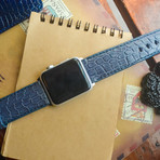 Handmade Genuine Crocodile Belly Bund Strap (Dark Blue)