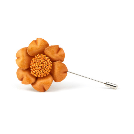 Leather Buttercup Lapel Pin // Gold