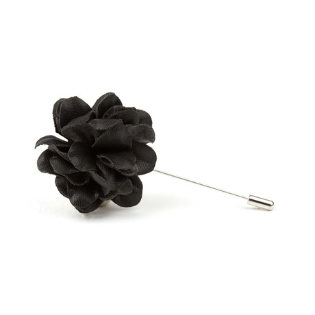 Leather Carnation Lapel Pin // Black