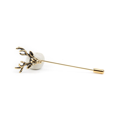 Deer Head Lapel Pin // Brushed Brass