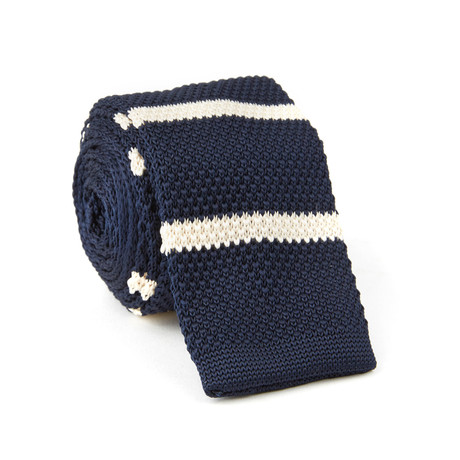 Knit Tie // Navy + White Stripe