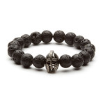 Lava Stone Gladiator Bracelet // Silver + Black