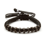 Stoppers Macrame Bracelet // Rhodium + Black