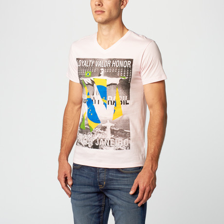 Rio De Janeiro V-Neck T-Shirt // Pink (S)