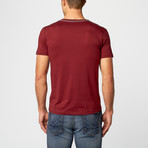 Hand-Drawn Union Jack V-Neck T-Shirt // Burgundy (S)