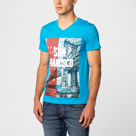 San Francisco 1982 V-Neck T-Shirt // Turquoise (S)