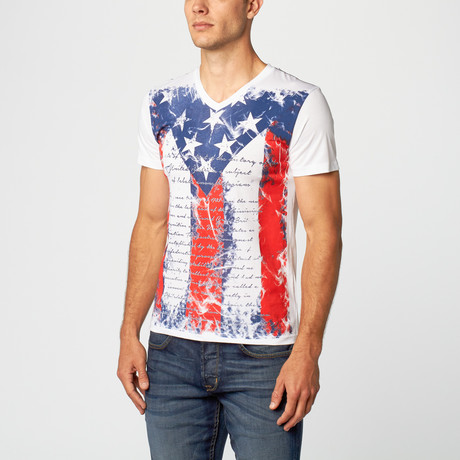 History of the United States V-Neck T-Shirt // White (S)