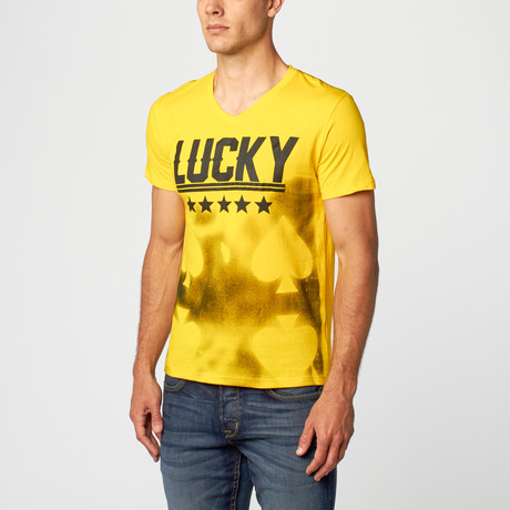 Luck Spades V-Neck T-Shirt // Yellow (S)