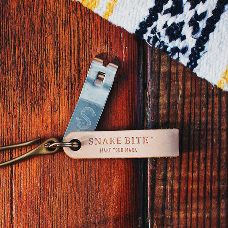 Snake Bite Keychain Bottle Opener (Barley Leather)