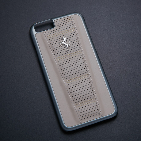 Ferrari Hard Case // Grey Leather + Stripe (iPhone 6/6S)