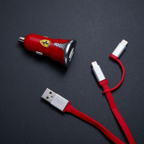 Ferrari Dual USB Car Charger (Red)