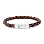 Single Wrap Scoubidou Leather Bracelet + Silver Clasp // Tan (7.7"L)