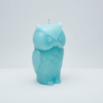 Angry Owl Skeleton Candle // Blue