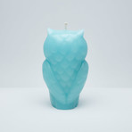 Angry Owl Skeleton Candle // Blue