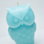 Angry Owl Skeleton Candle // Blue