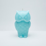 Angry Owl Skeleton Candle // Blue